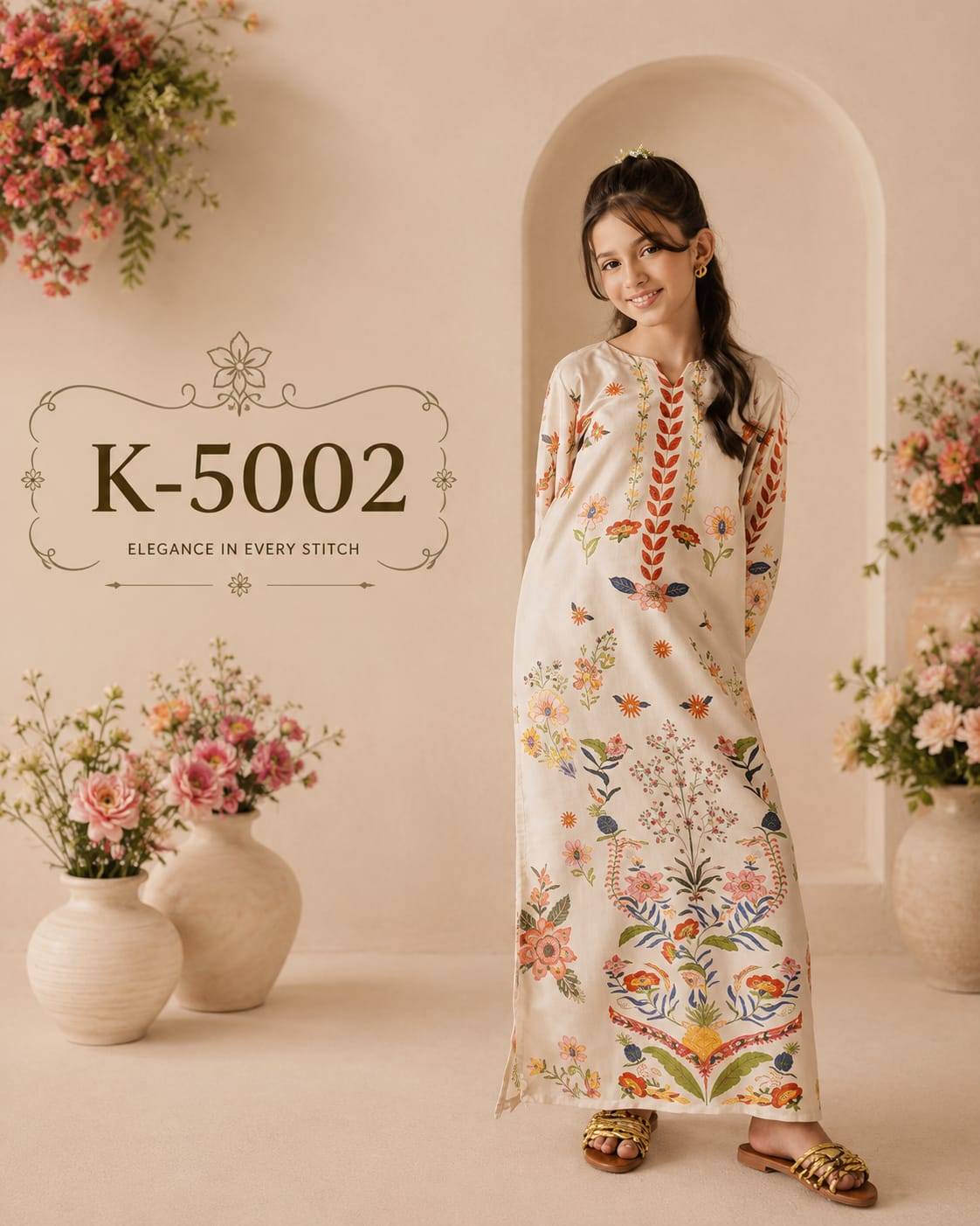 Kids Luxury Collection By The Wonder Woman K-5001 to K-5004 series Beautiful Fancy Casual Wear Premium Imported Mal Satin Stitched Dresses At Wholesale Price
